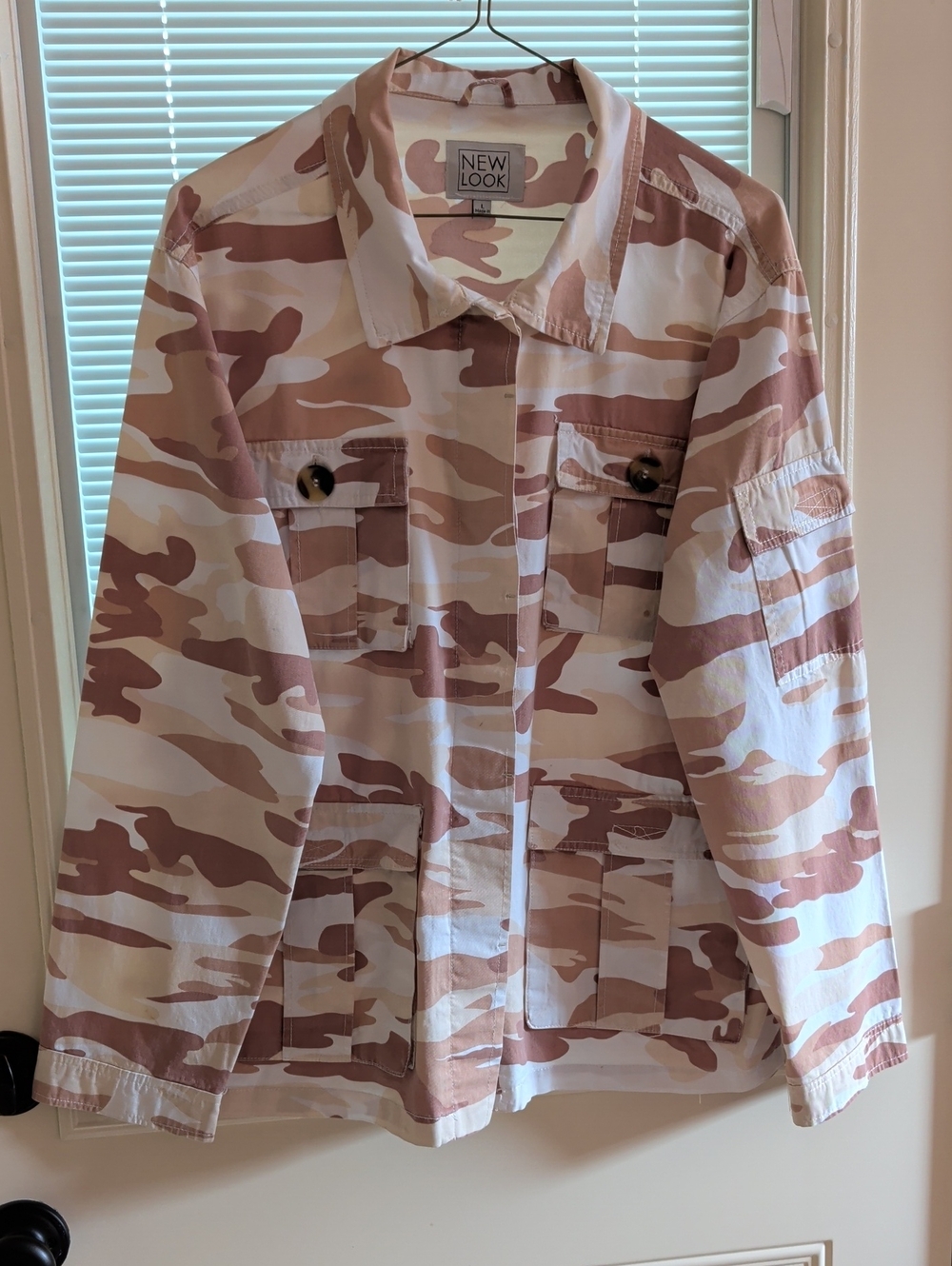 New Look Women's Pink Camouflage Utility Jacket Size L Cotton